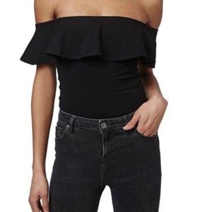 Topshop Ruffle Off the Shoulder Bodysuit